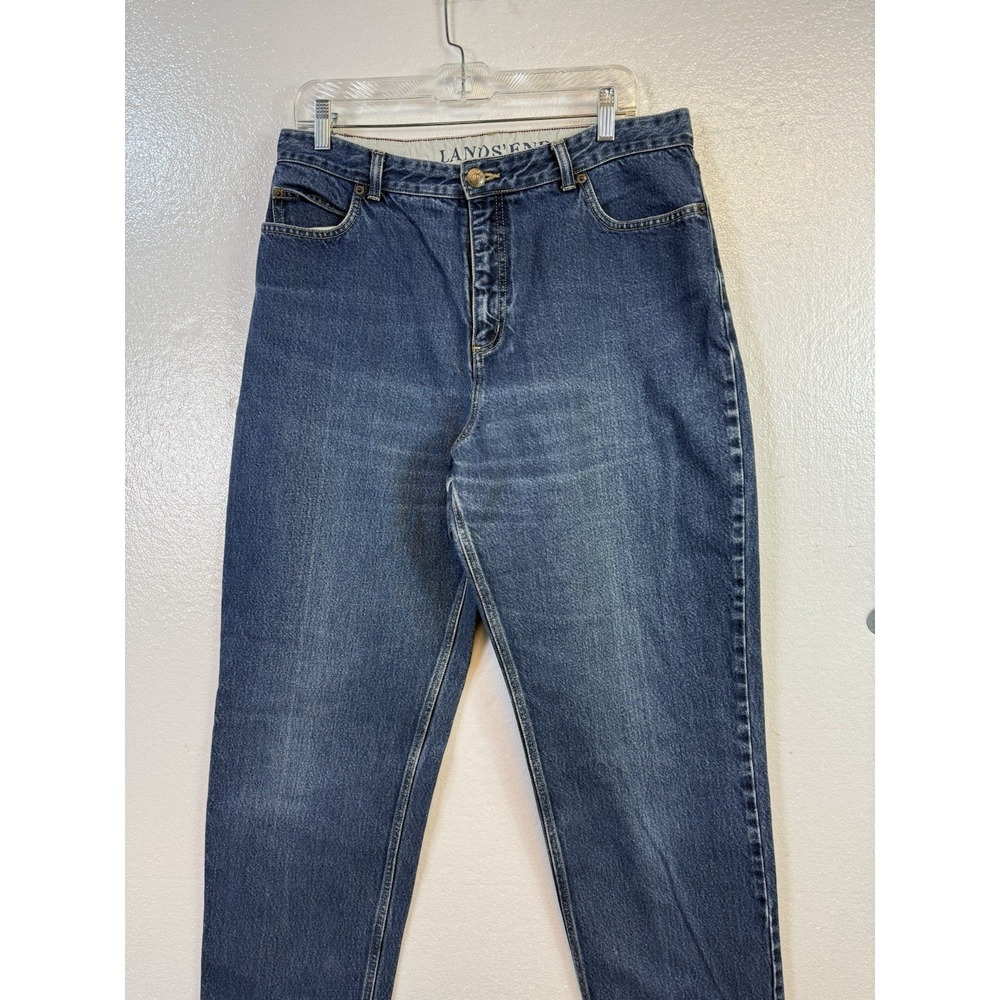 Lands End Womens Jeans Size 14 Blue Denim Relax Fit Tapered Leg Cotton Hipster - Picture 2 of 11